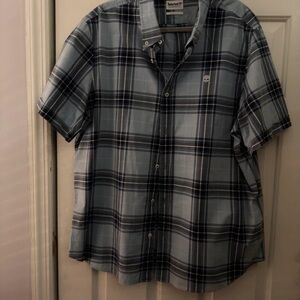 Timberland Men's Navy and Gray Plaid Shirt